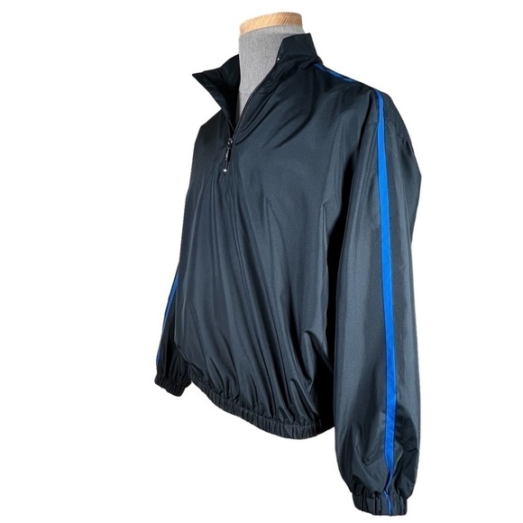 Champions Tour Men’s 1/4 Zip Black Windbreaker With Blue Stripes Medium EUC - Picture 10 of 10